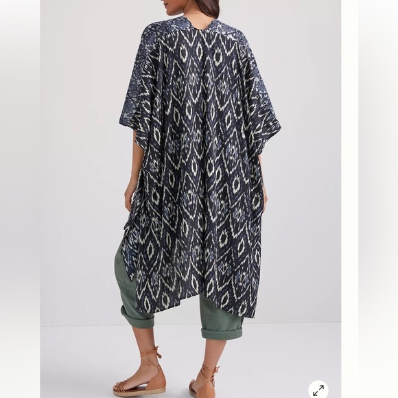 Anthropologie In Our Nature Kimono Top Cardigan Ikat Midnight One Size. E34 - Picture 5 of 16